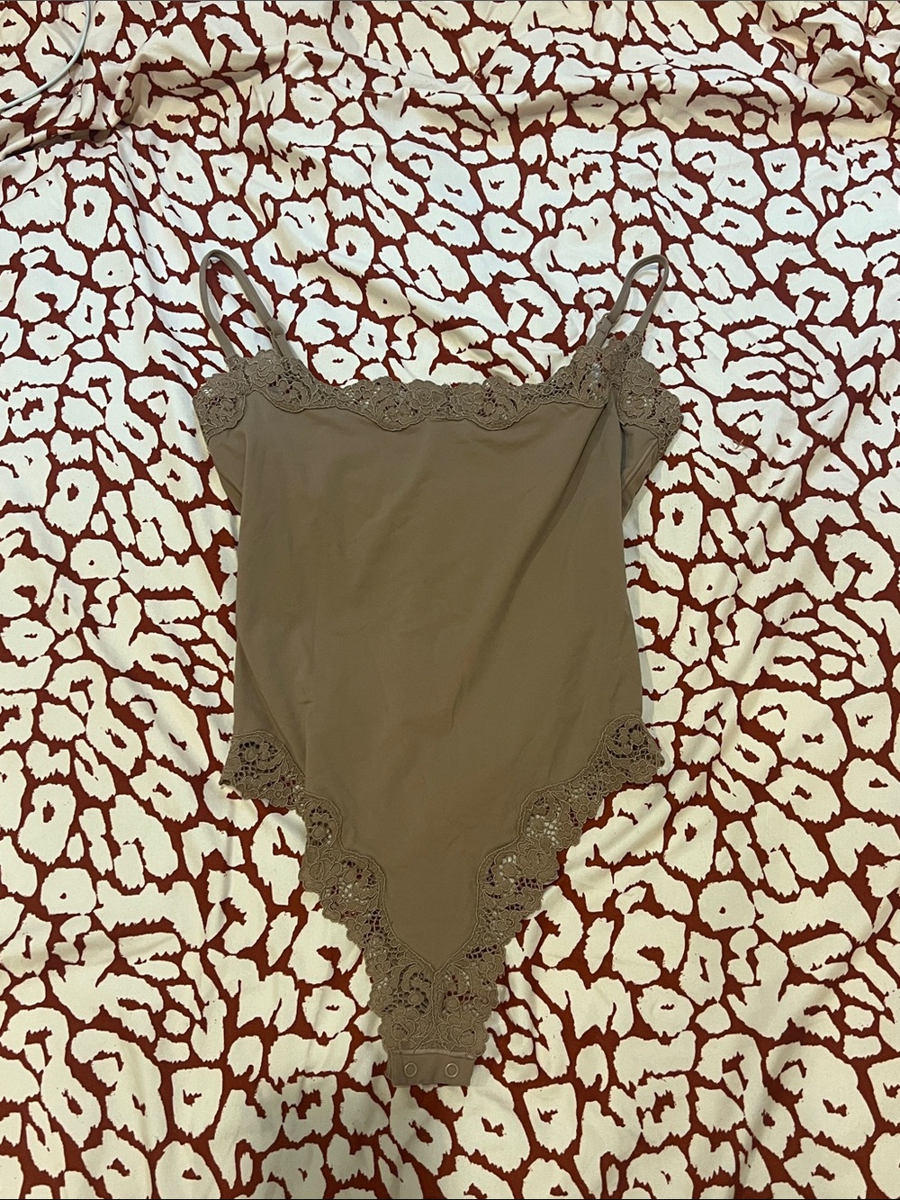 SKIMS light brown Lace-Trim Bodysuit